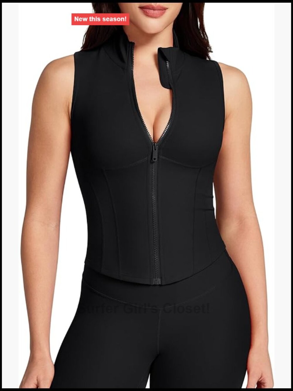 Sleeveless Crop Zip Up Athletic Vest Tank Top Yoga Running Workout